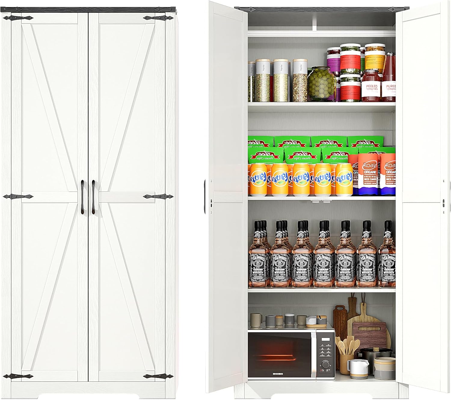 Wardrobe Closet with Doors, 72" Armoire Storage Cabinet with Hanging Rod O8616