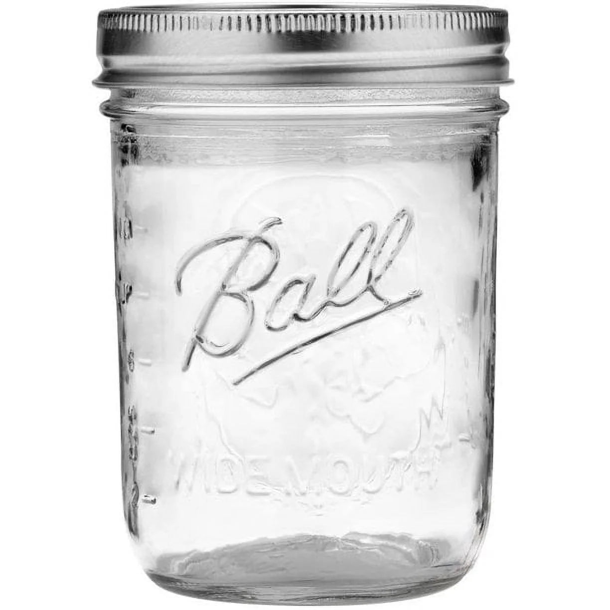 Wide Mouth Pint 16-Ounce Glass Mason Jar with Lids and Bands, 12-Count P59839