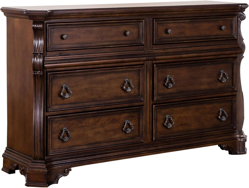 8 Drawer Double Dresser, Brownstone Finish C388
