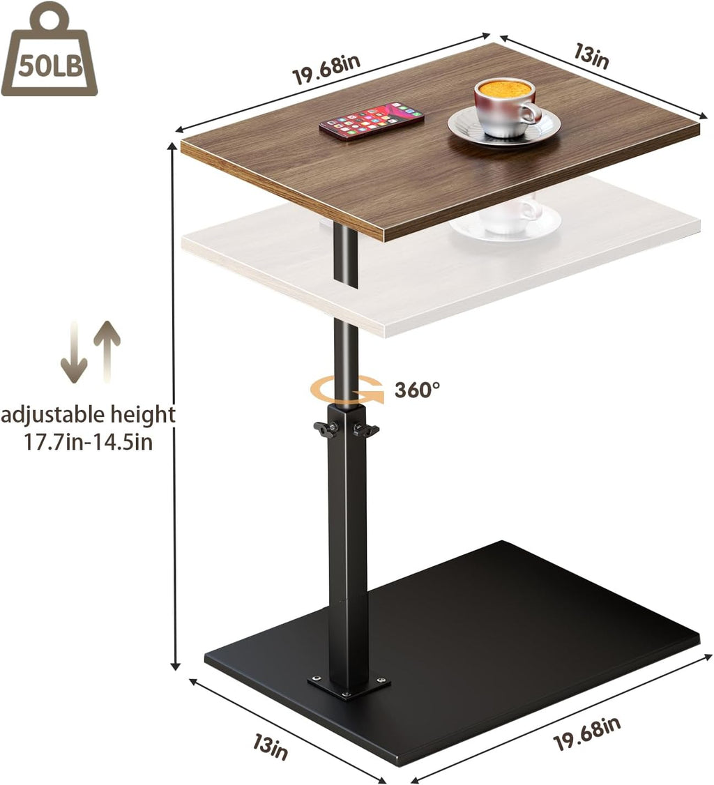 Adjustable C Table End Table with 360° Swivel, Slide Under Couch for Living Room X2463