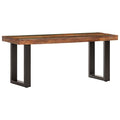 vidaXL Solid Reclaimed Wood & Steel Bench - Industrial Style Wooden Outdoor/Indoor Seat - Brown & Black, 43.3"x13.8"x18.1"