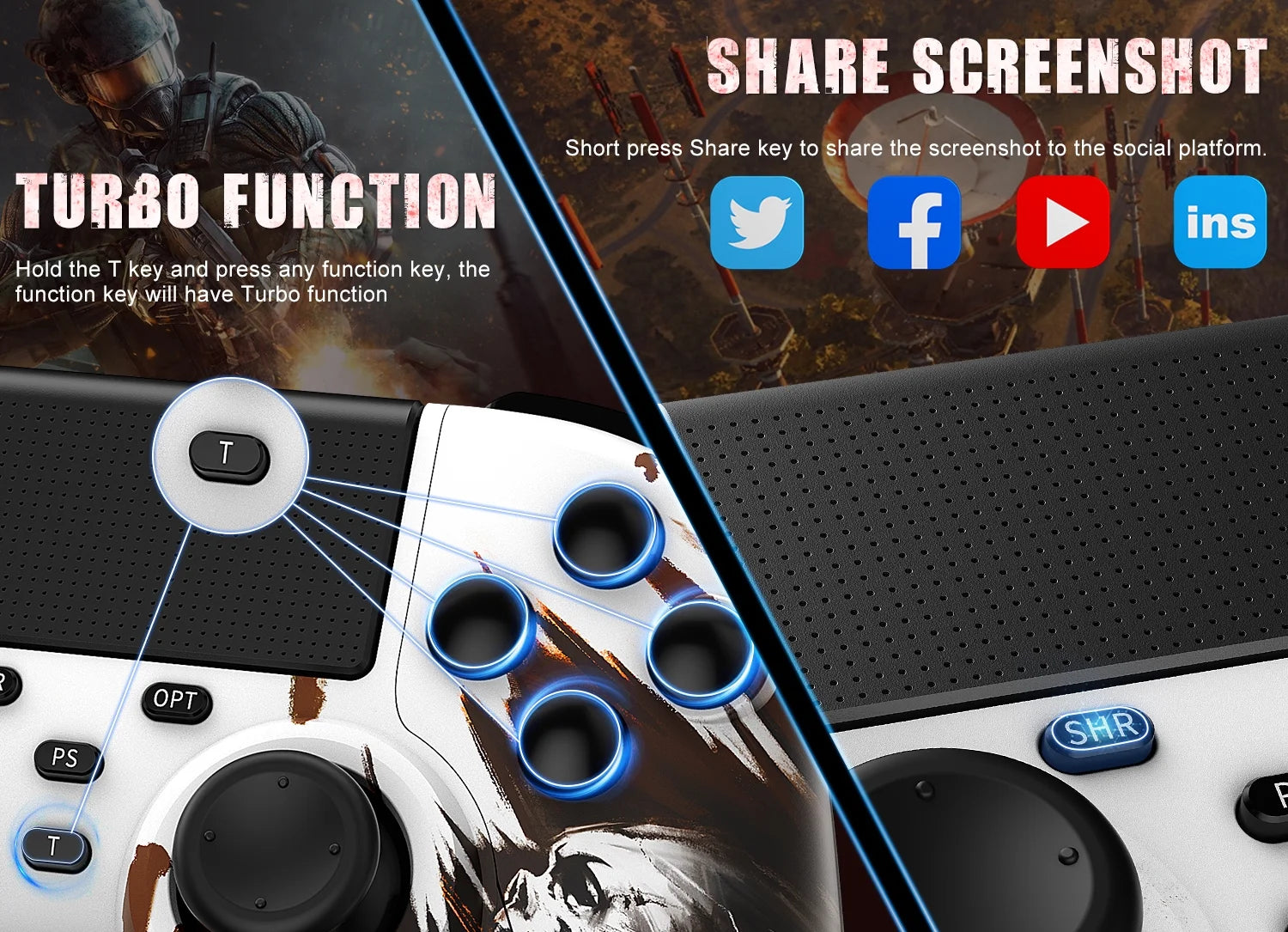 Wireless Controller for PS4 with Double Shock and Motion Sensor M1880