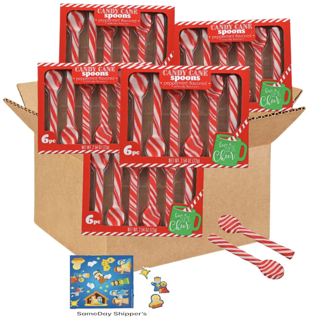 Candyrific | (Edible Spoons) |Candy Canes Peppermint Spoons | Best Stirring Hot Chocolate Cocoa Tea Coffee | Christmas Stocking Stuffers | 5 Pack - Free Sameday Shippers Fun Sticker