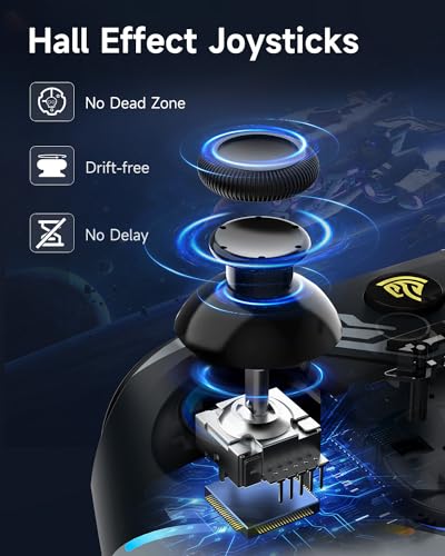 Wireless Bluetooth Controller with Hall Joysticks for PC, Android, Steam and Switch E86358