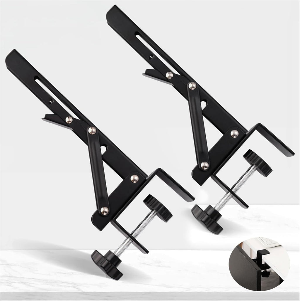 90 Degree Foldable Desk Extender Bracket,Clamp Desk Extender Side Table Hinges, Adjustable Table Extender Brackets,Multi-Scene Extender Hinges,Foldable Desks for Small Spaces Extender Bracket