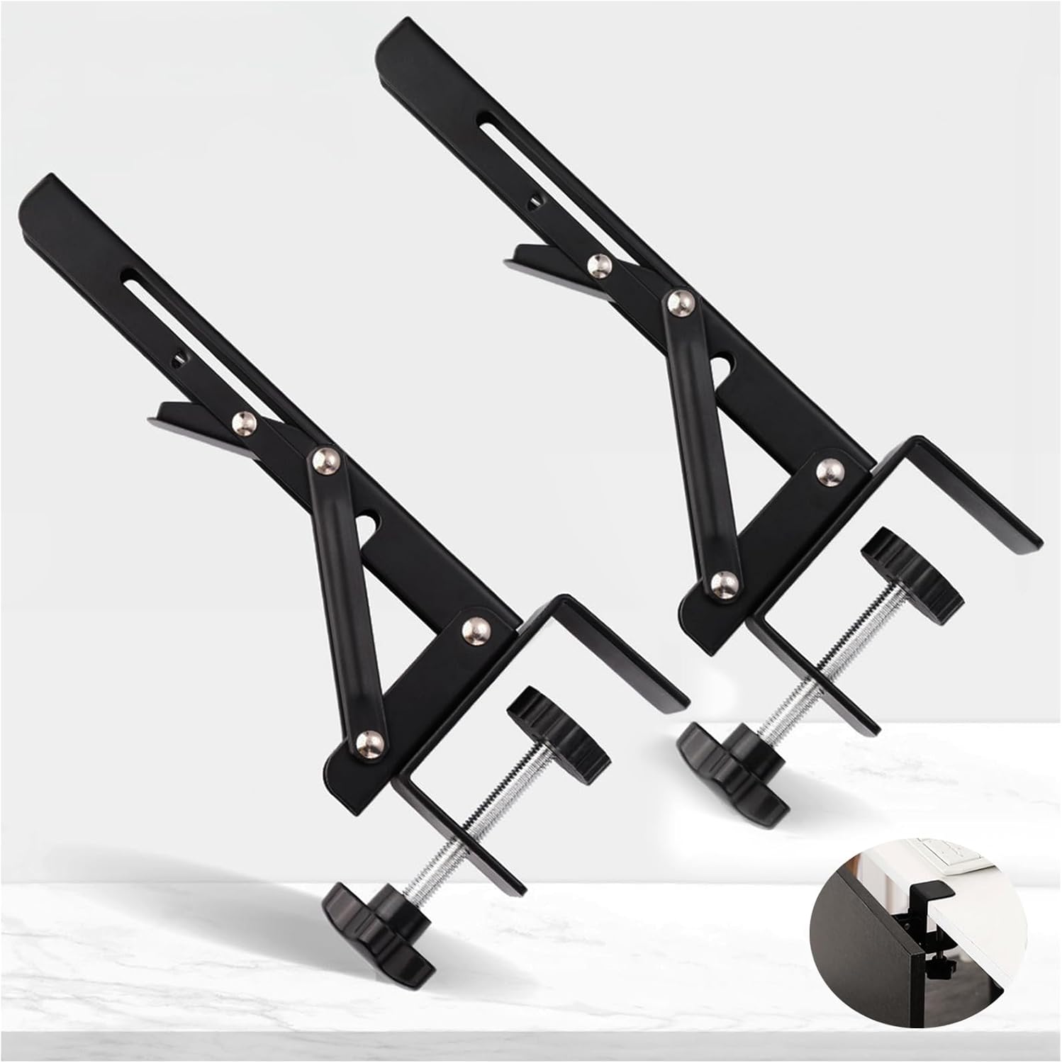 90 Degree Foldable Desk Extender Bracket,Clamp Desk Extender Side Table Hinges, Adjustable Table Extender Brackets,Multi-Scene Extender Hinges,Foldable Desks for Small Spaces Extender Bracket