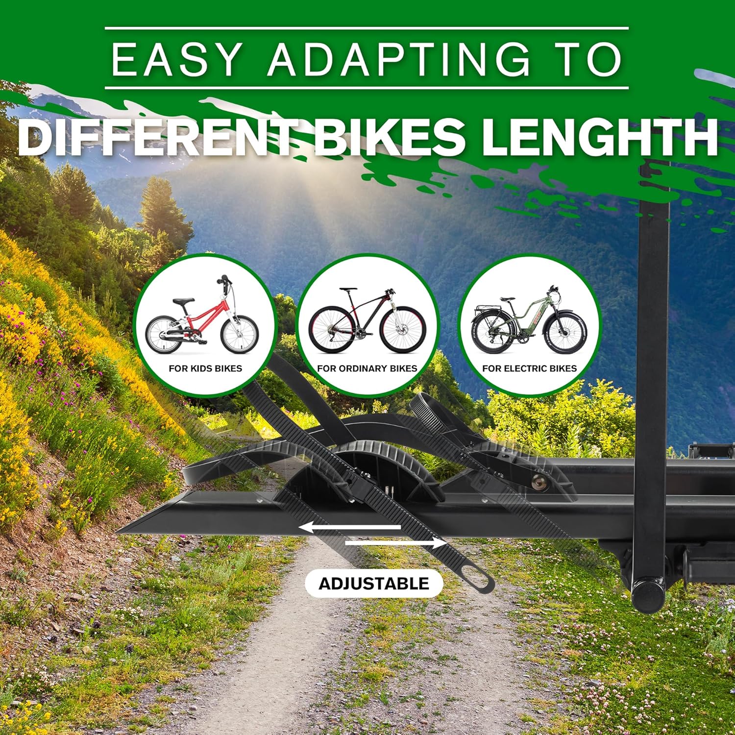 E-Bike Rack Hitch Mount Platform for Cars Trucks SUVs Minivans RV, Fits Up to 5-Inch Fat Tire, 200 lbs Capacity G541557