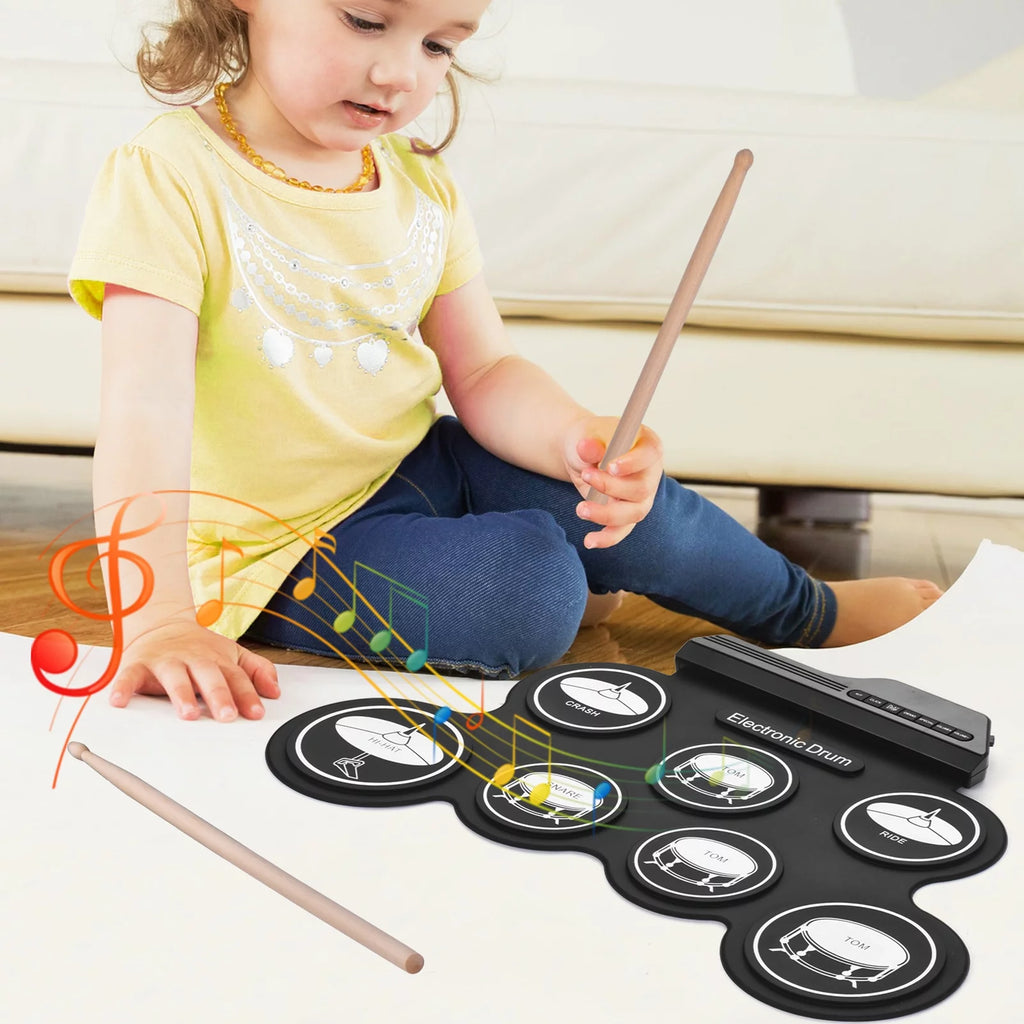 USB Roll-Up Electronic Drum Kit with 7 Pads and Sticks S614
