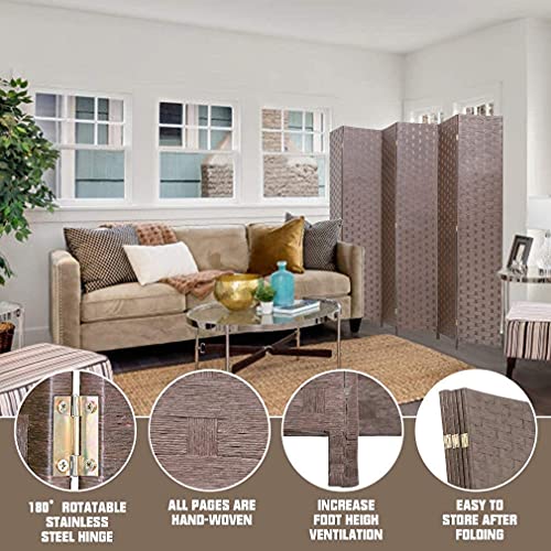 4 Panel Folding Room Divider, 6FT Tall Freestanding Privacy Screen Z26667