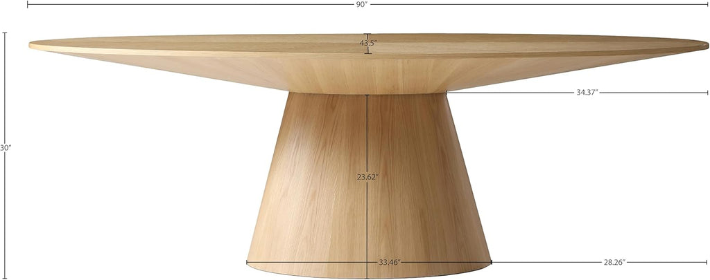 Mid-Century Oval White Oak Wood Dining Table T20063