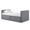 DG Casa Caden Twin Size Platform Bed Frame with 2 Storage Drawers Underneath - Upholstered in Gray Fabric - Ideal as Sofa Bed or Twin Daybed, Box Spring Not Required
