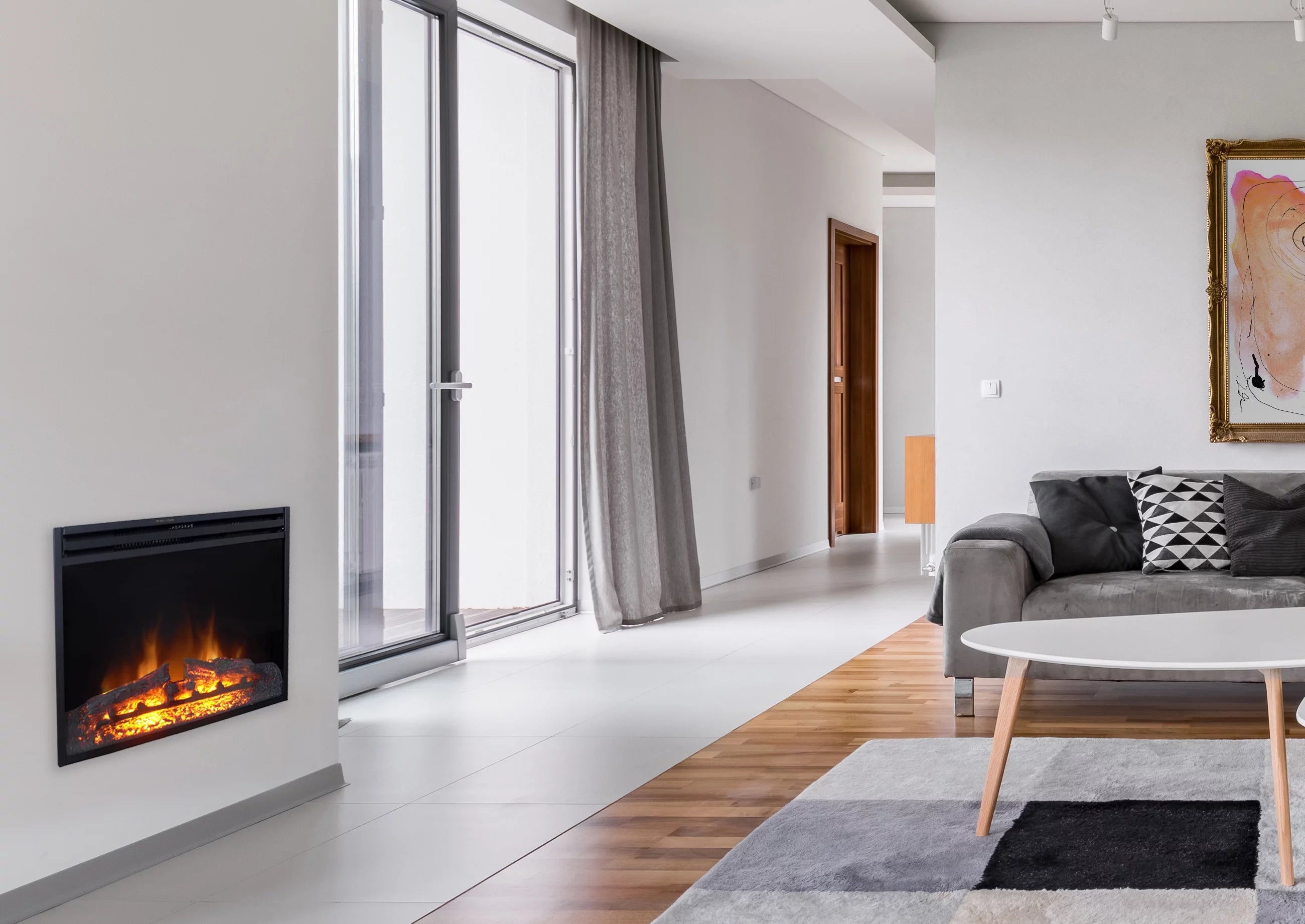 27-In. Freestanding Electric Fireplace Heater with Remote Control and Timer H2475