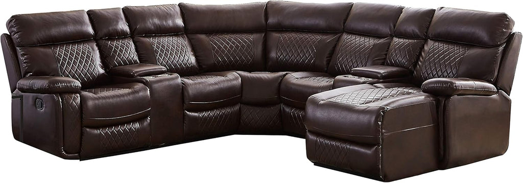 L-Shape PU Leather Reclining Sectional with Cup Holders and Storage P479