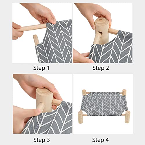 Cat and Dog Hammock Bed Wooden Elevated Cooling Outdoor Bed for All Seasons D859531