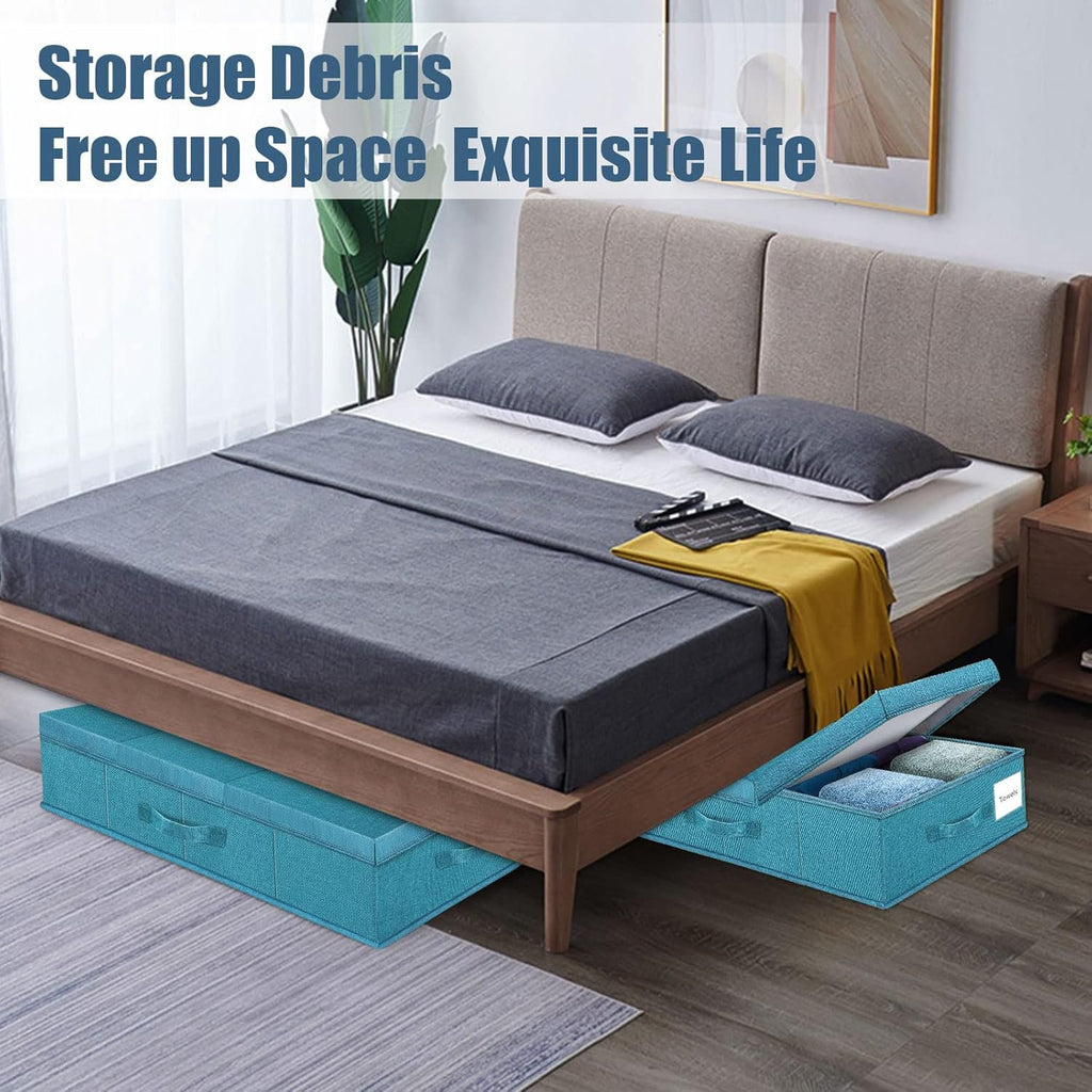 Underbed Storage Containers with Lids, Foldable Organizer Box for Clothes, Shoes, Blankets, Pillows F6366