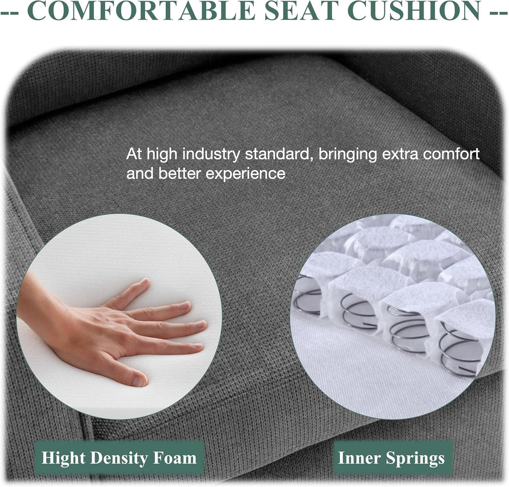 Accent Chair Set of 2, Upholstered Fabric Armchair with Lumbar Pillow, Grey R45871