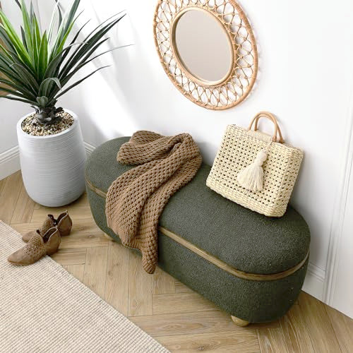 Upholstered Storage Ottoman Bench with Seating for Bedroom and Living Room O441