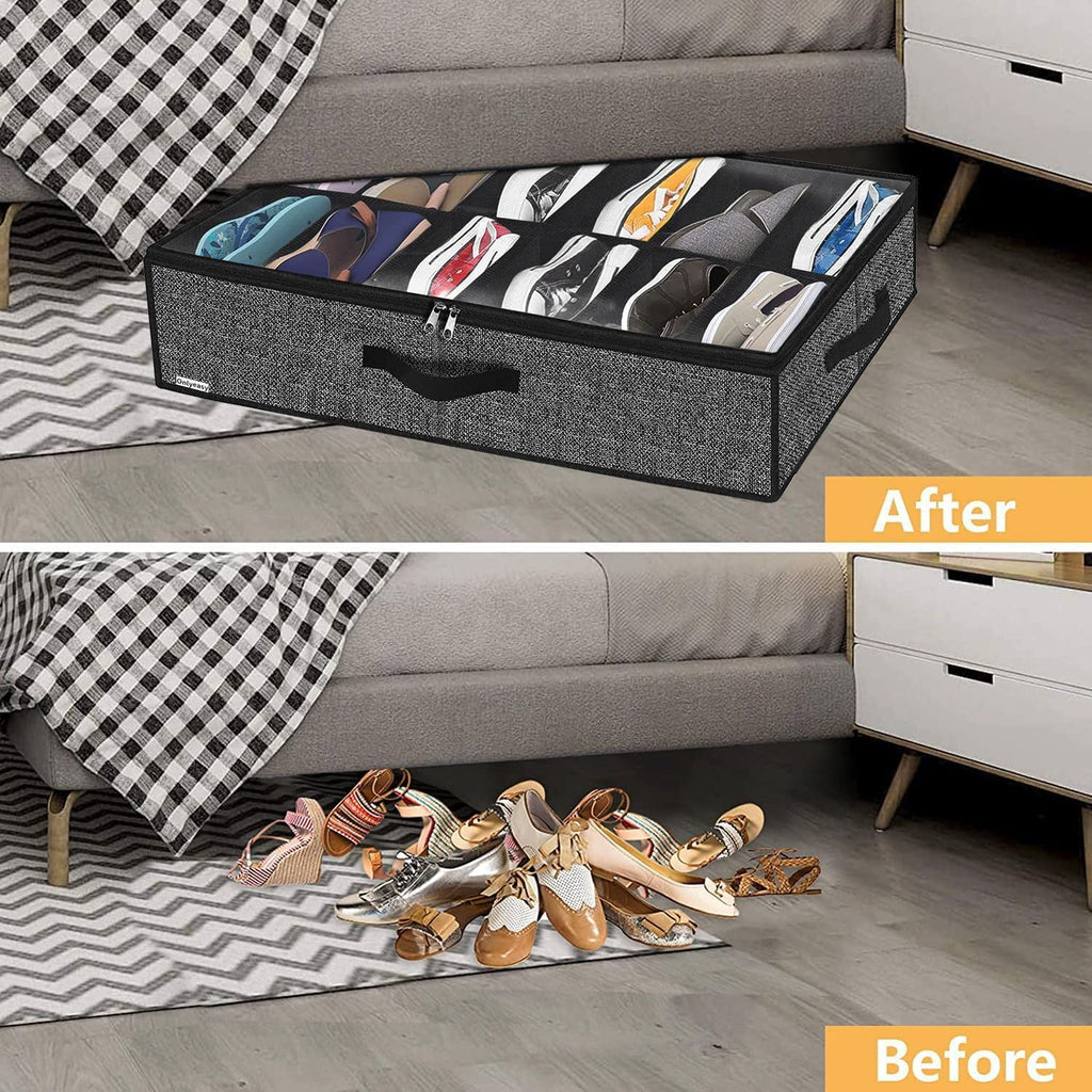Under Bed Shoe Storage Organizer with Clear Window, Foldable O7276