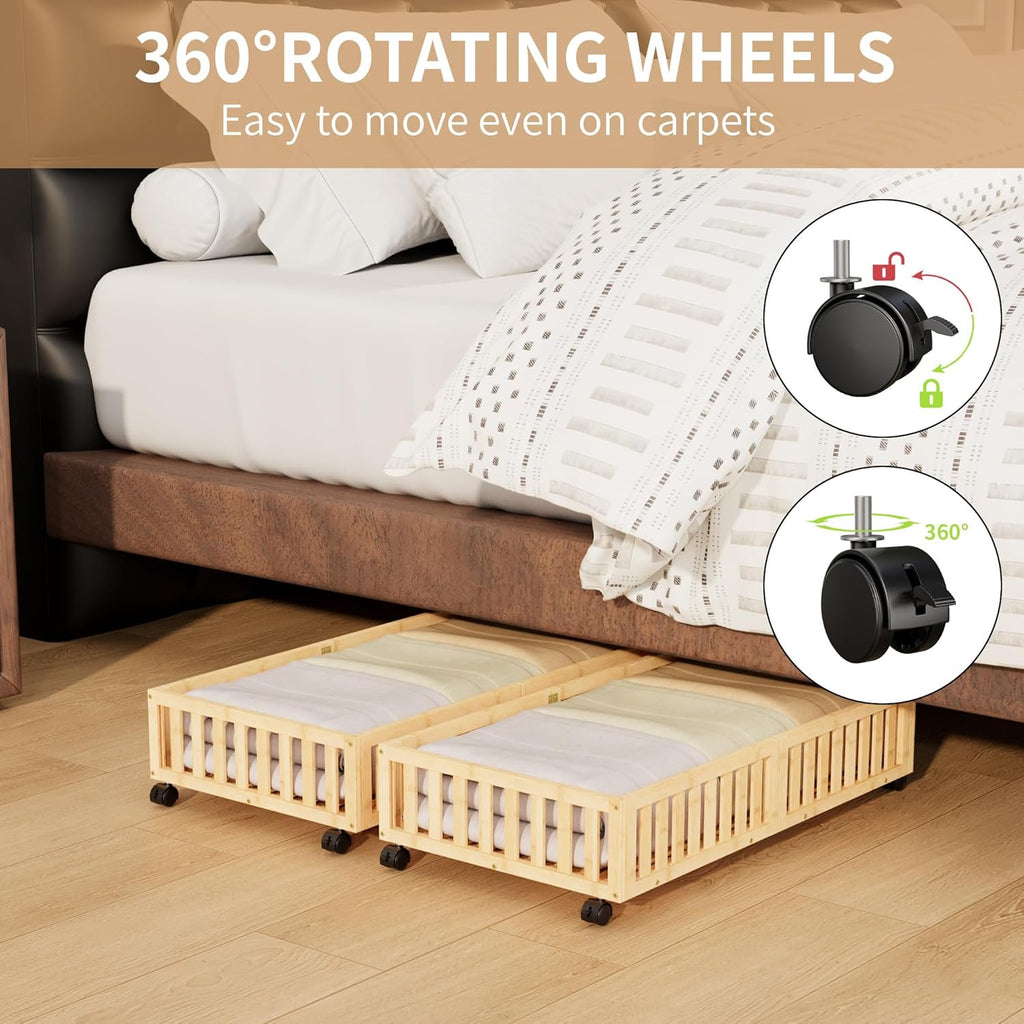 Bamboo Under Bed Storage with Wheels (2-Pack) N491046