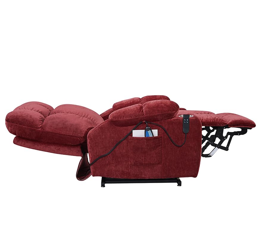 Power Lift Recliner Chair with Massage and Heat for Elderly, Dual Motor, Red A424100