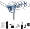 HDTV Antenna Ampilfied Digital Outdoor Antenna&4K/1080p High Reception-60FT RG6 Coaxial Cable-150 Miles Range-360 Degree Rotation Wireless Remote-Snap-On Installation Support 2 TVS