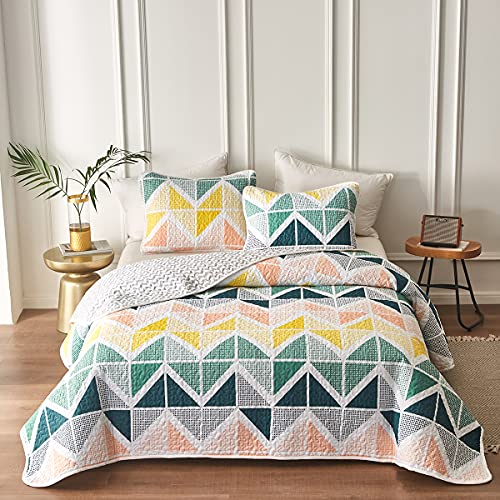 3 Piece Reversible Quilt Set King Size Soft Microfiber Lightweight Coverlet M5605