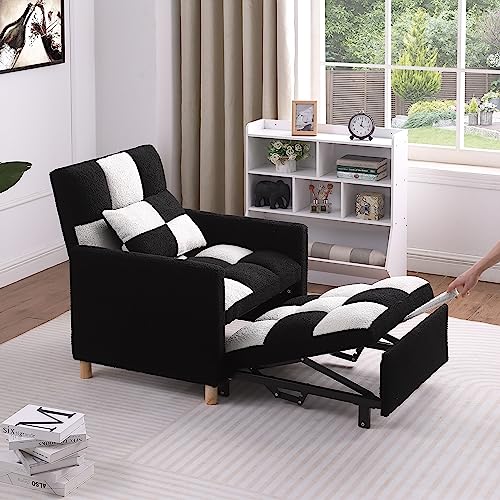 Convertible Sleeper Sofa Chair Bed with Adjustable Backrest, Velvet Fabric L4694