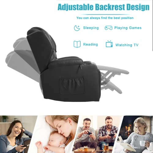 Swivel Rocker Recliner, 360 Degree Manual Glider Chair with Cup Holders Q389216