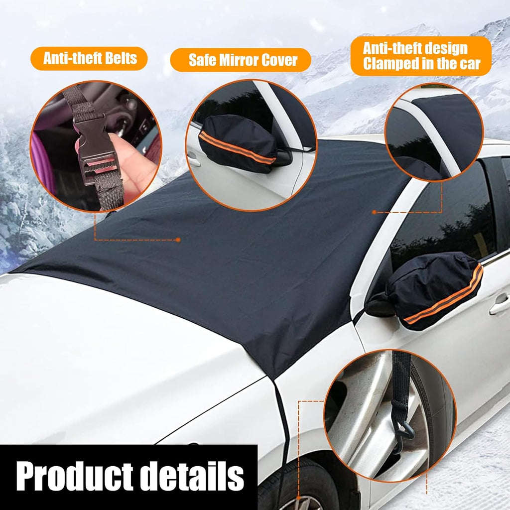 Car Windshield Snow Cover with Ice Guard, UV Protection, Universal Fit for Cars SUVs Trucks X529