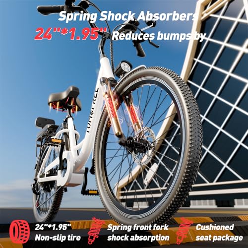 Electric Bike 500W Brushless Motor City Cruiser, 50 Miles Range, 7-Speed, 24" C628361