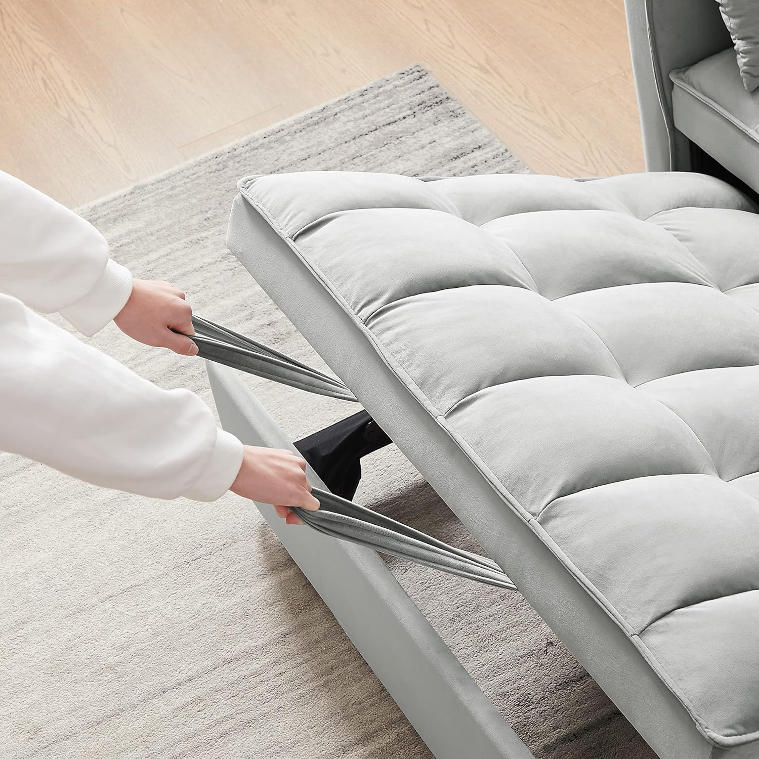 Full Pull Out Sofa Bed Convertible Sleeper with Pillows, Gray W90637