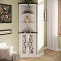 Maupvit 66.8" Tall Corner Cabinet with 2 Glass Doors, Modren Storage Cabinet with Adjustable Shelves, Freestanding Corner Display Cabinet for Living Room, Bathroom, Hallway, White