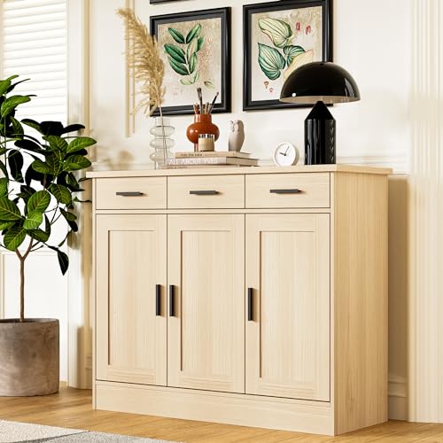 Oak Buffet Cabinet with 3 Drawers and 3 Doors H5093