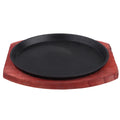 Etereauty Grill Steak Plate Pan Fajita Iron Stovetop Cast Sizzling Skillet Set Japanese Griddle Platter Bbqwood Frying Barbecue