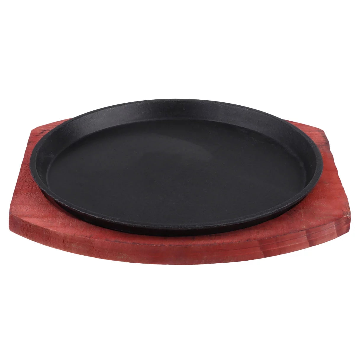 Etereauty Grill Steak Plate Pan Fajita Iron Stovetop Cast Sizzling Skillet Set Japanese Griddle Platter Bbqwood Frying Barbecue