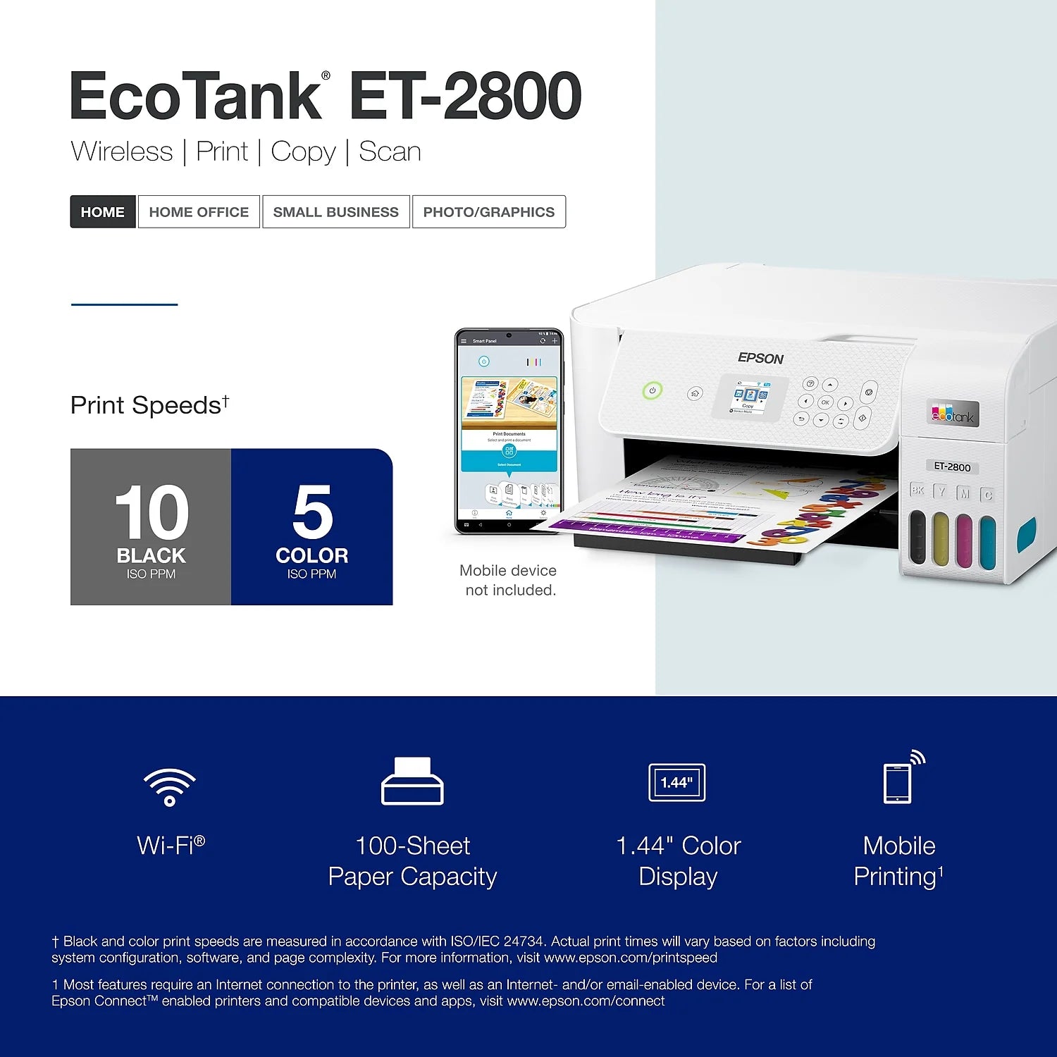 Wireless All-in-One Supertank Printer with Scan and Copy - White S391