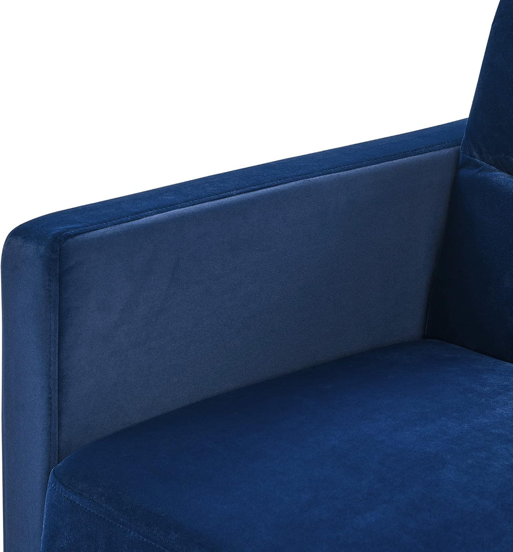 Futon Couch Pull Out Sleep, 2 Seater Convertible Sofa with Adjustable Backrest, Blue Velvet H50307