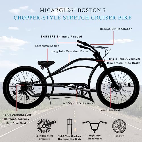 26" Stretch Cruiser Bicycle, Hi-Ten Steel Frame for Adults Z63556