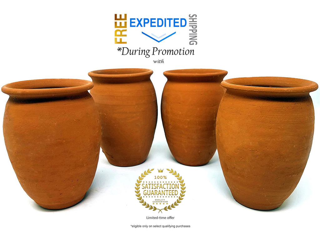 Handcrafted Clay Cups for Hot & Cold Beverages, Set of 4 Q59978