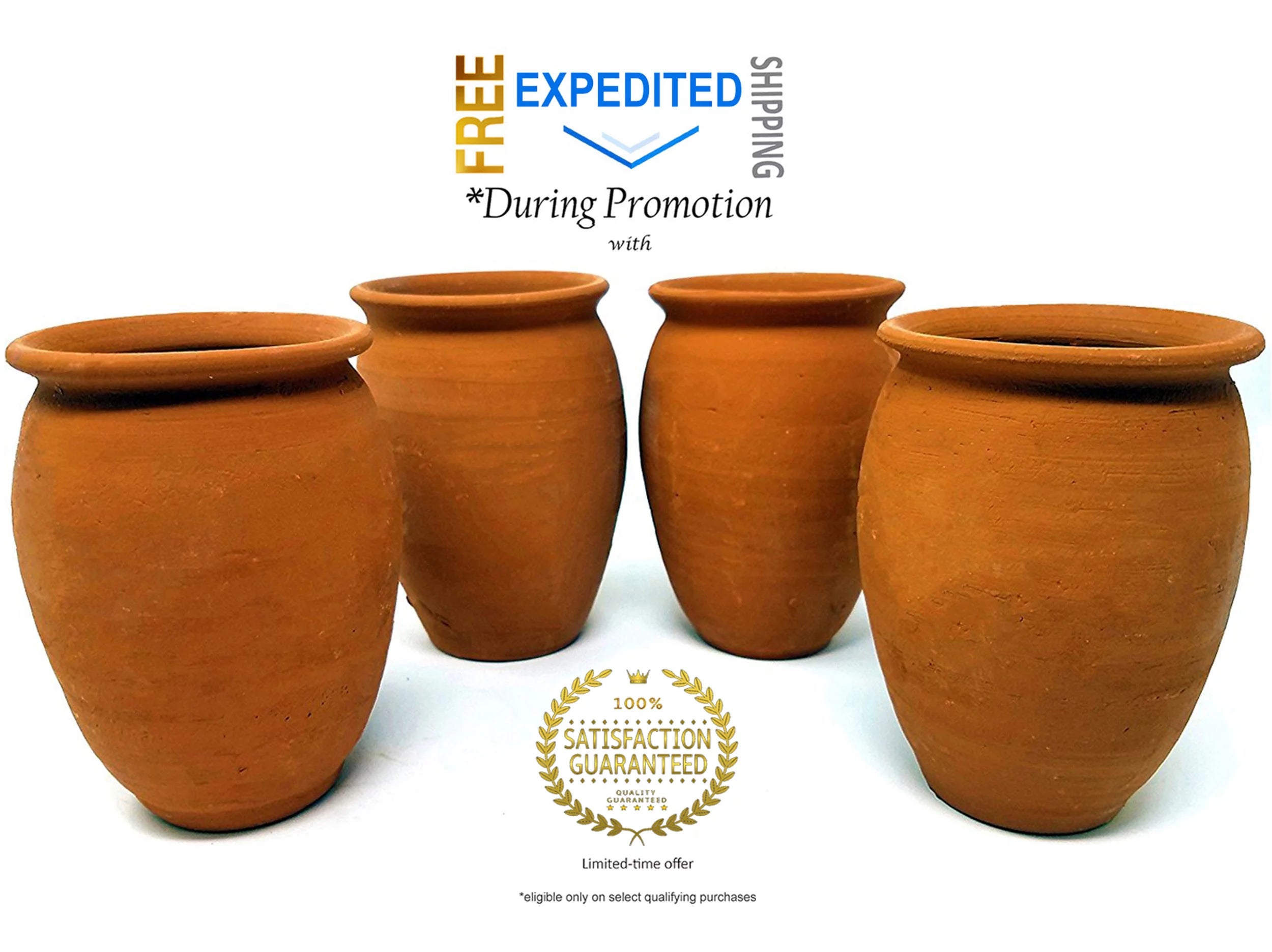 Handcrafted Clay Cups for Hot & Cold Beverages, Set of 4 Q59978
