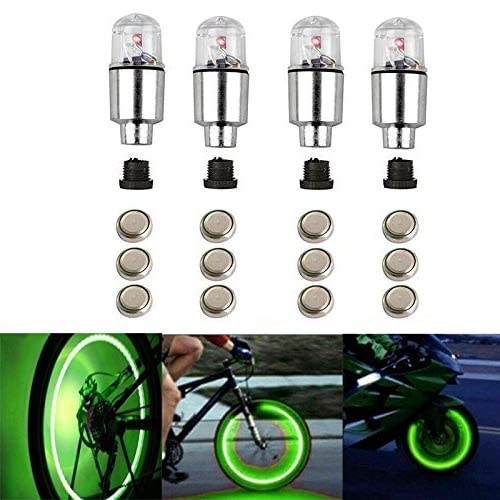 4Pcs LED Wheel Lights -Bike Tire Valve Stem Neon Light Bulb for Car Motorcycle Tyre Dust Cap, Safety, Waterproof, Motion Activated, Spoke Flash Stems Caps Accessories (Red)