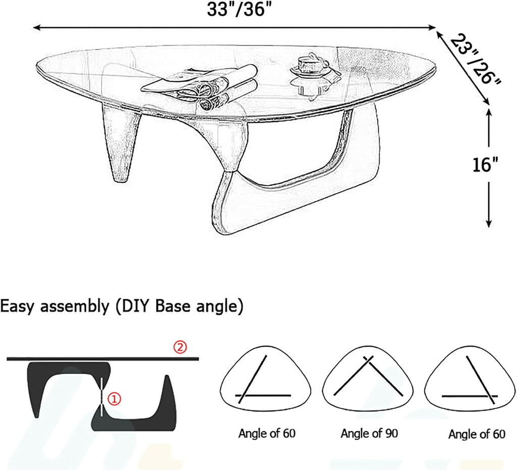Glass Coffee Table with Solid Wood Base E9687