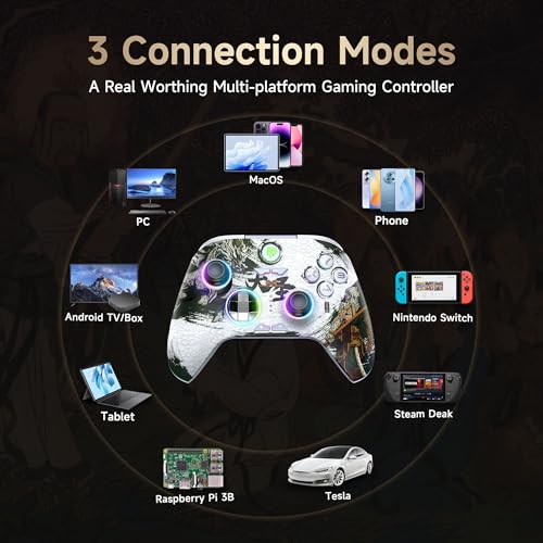 Wireless Bluetooth Controller with Hall Joysticks for PC, Android, Steam and Switch E86358