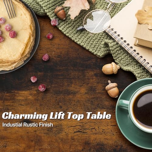 Lift Top Coffee Table with Hidden Storage, Rectangle Wooden, for Living Room T8560