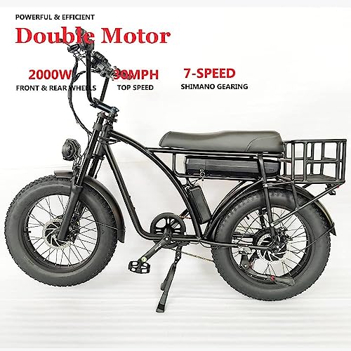 Electric Retro Cargo Bicycle 2000W Dual Motor 48V 18Ah Fat Tire 7 Speed R1675