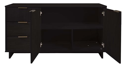 Manhattan Comfort Granville 55-Inch Modern Sideboard Buffet Cabinet with Storage for Dining and Living Room Use, 3 Full Extension Soft Close Drawers and Concealed Shelves, Sage Green