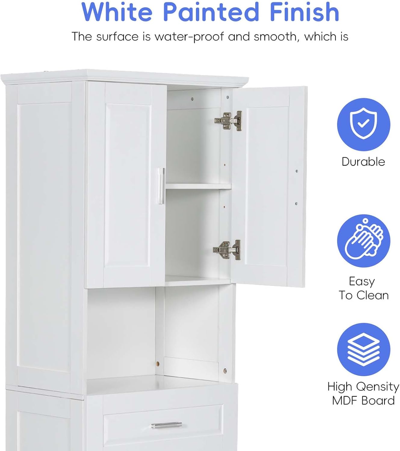 Tilt Out Laundry Hamper Cabinet with 2 Doors and Adjustable Shelf Q540