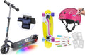 Gyroor Kids Electric Scooter with 180W Motor & LED Visible Display, Colorful Lights & Wipeout Dry Erase Kids Helmet for Bike, Skate, and Scooter, Neon Pink Youth L 8+
