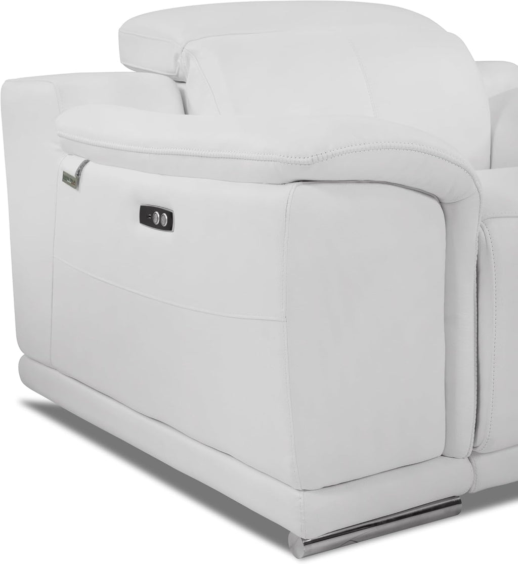 87 Inch Italian Leather Power Reclining Sofa, White A959251