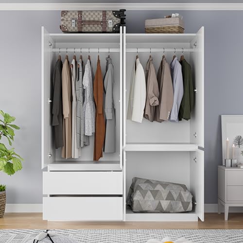 White Wardrobe Closet with Drawers and Doors U924913
